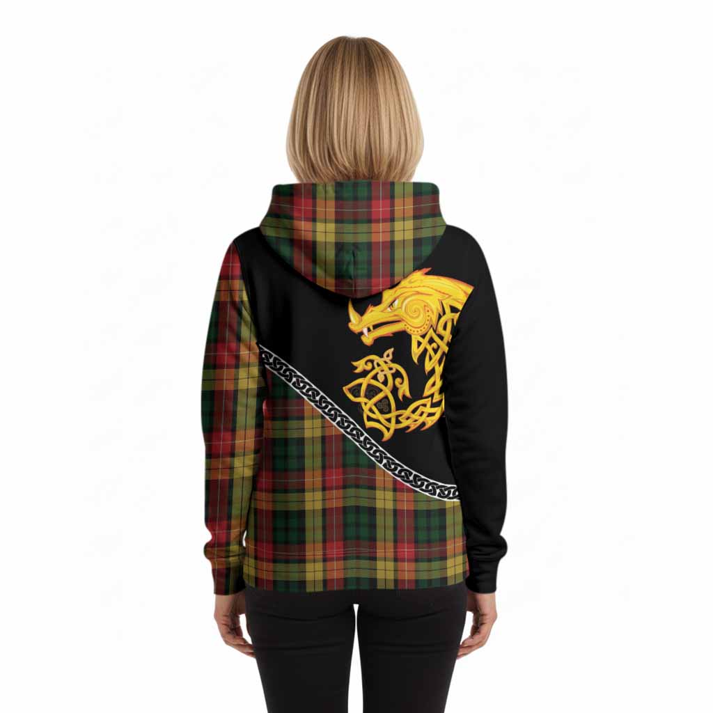 Buchanan Tartan Crest Hoodie Legendary Dragon Knot Half Style