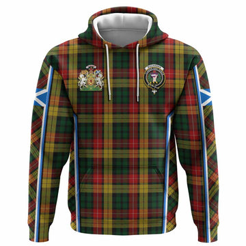 Buchanan Tartan Crest Hoodie Scotland Coat of Arm Flag Style