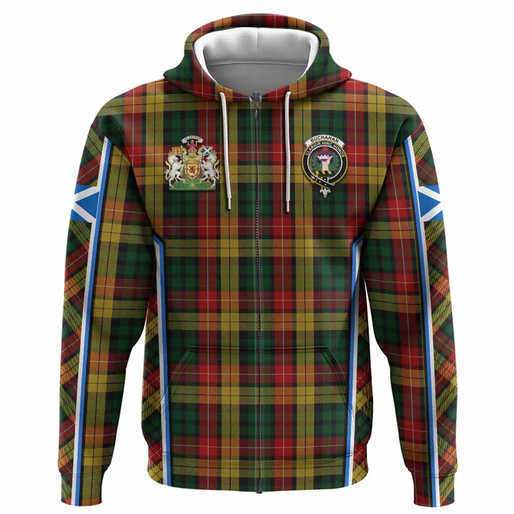 Buchanan Tartan Crest Hoodie Scotland Coat of Arm Flag Style - Tartan Vibes Clothing