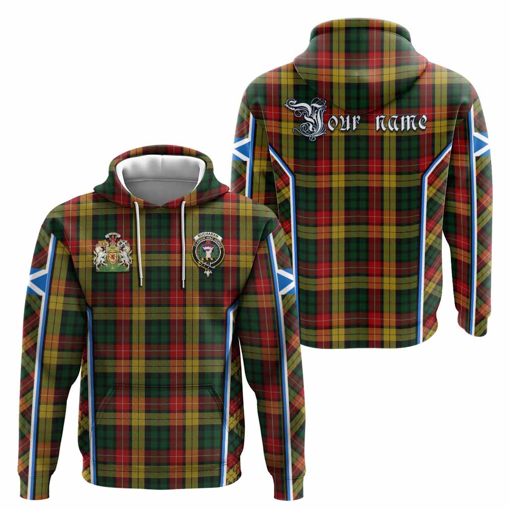 Buchanan Tartan Crest Hoodie Scotland Coat of Arm Flag Style - Tartan Vibes Clothing