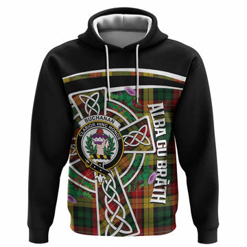 Buchanan Tartan Crest Hoodie Scottish Thistle Celtic Cross Alba Gu Brath