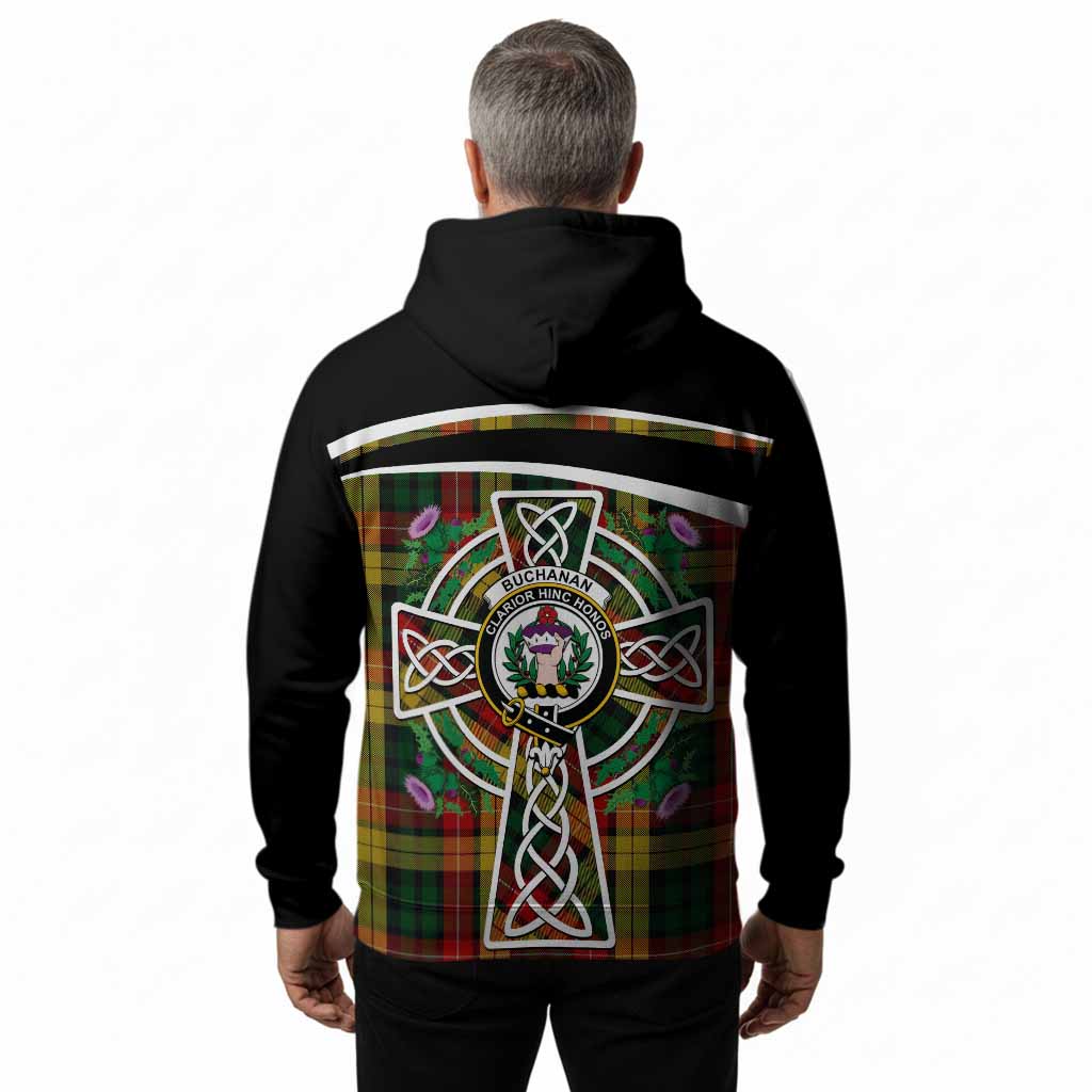 Buchanan Tartan Crest Hoodie Scottish Thistle Celtic Cross Alba Gu Brath