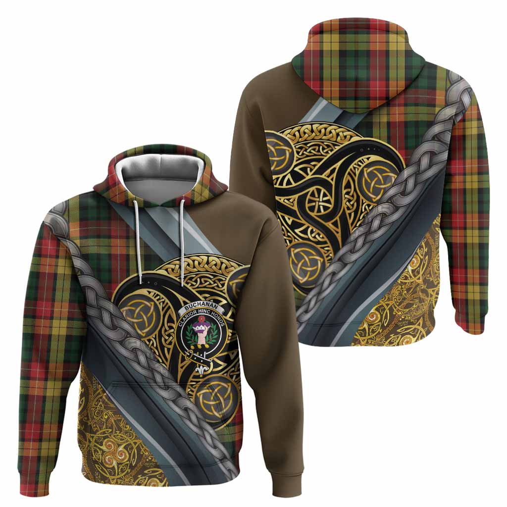 Buchanan Tartan Crest Hoodie Scottish Triskele Celtic