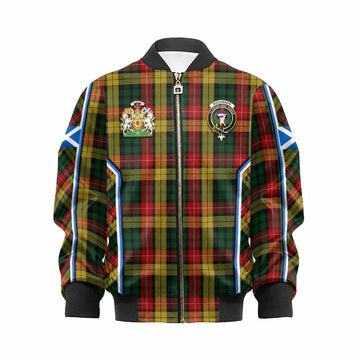 Buchanan Tartan Crest Kid Bomber Jacket Scotland Coat of Arm Flag Style - Tartan Vibes Clothing