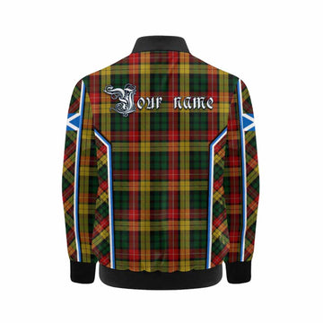 Buchanan Tartan Crest Kid Bomber Jacket Scotland Coat of Arm Flag Style - Tartan Vibes Clothing