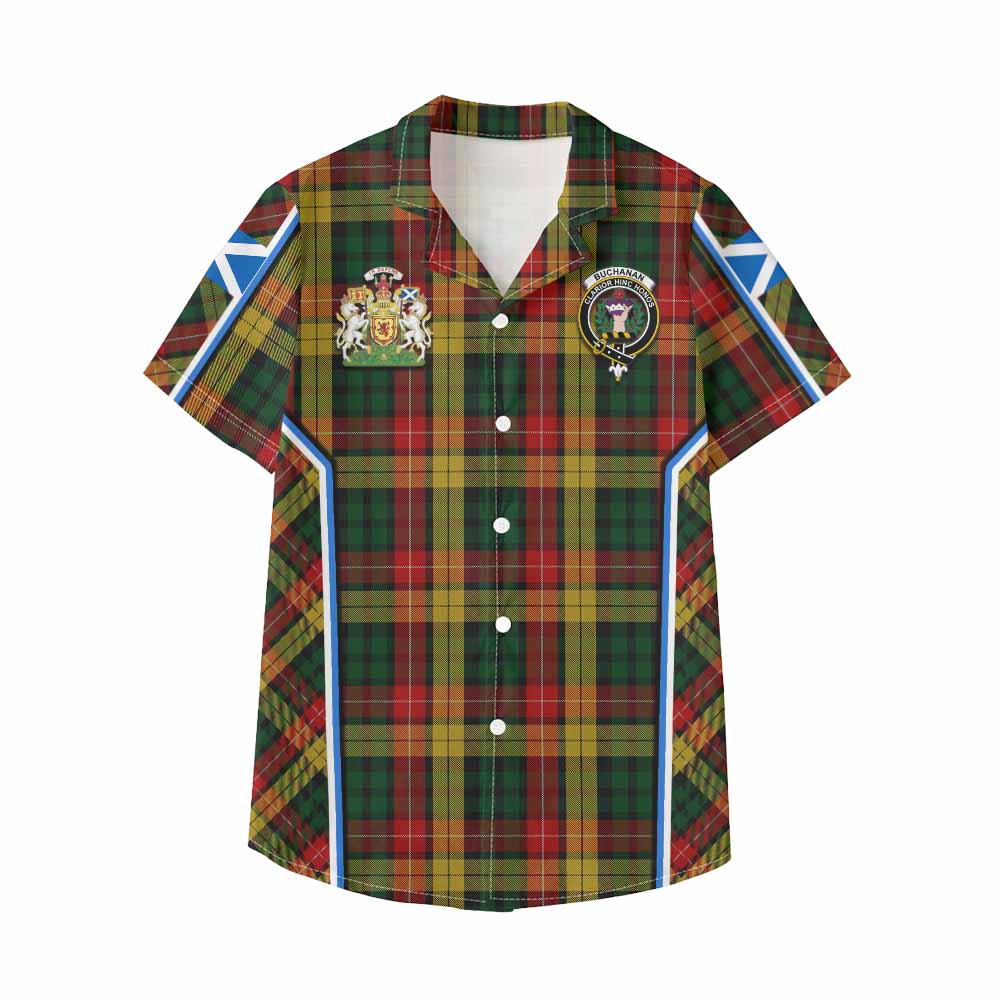 Buchanan Tartan Crest Kid Hawaiian Shirt Scotland Coat of Arm Flag Style - Tartan Vibes Clothing