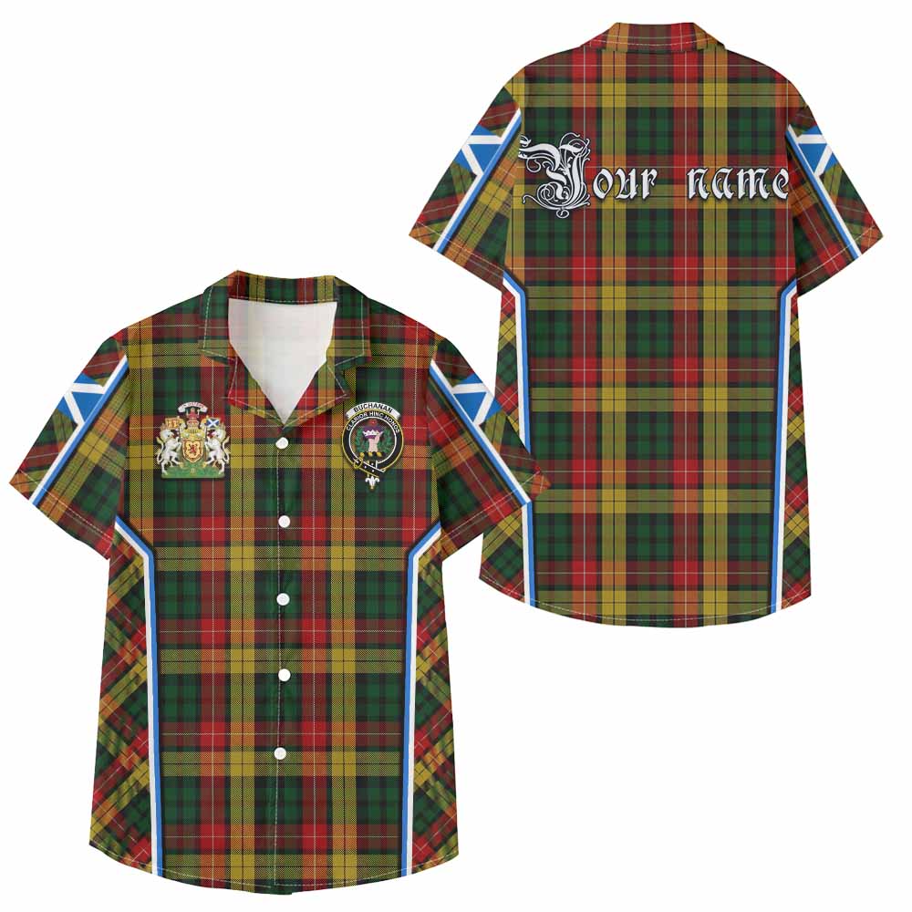 Buchanan Tartan Crest Kid Hawaiian Shirt Scotland Coat of Arm Flag Style - Tartan Vibes Clothing