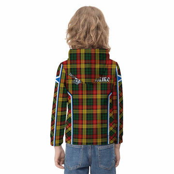 Buchanan Tartan Crest Kid Hoodie Scotland Coat of Arm Flag Style - Tartan Vibes Clothing