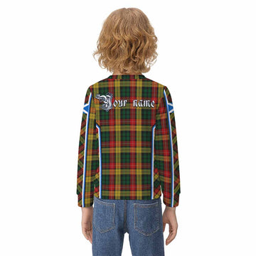 Buchanan Tartan Crest Kid Knitted Sweatshirt Scotland Coat of Arm Flag Style - Tartan Vibes Clothing