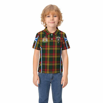 Buchanan Tartan Crest Kid Polo Shirt Scotland Coat of Arm Flag Style - Tartan Vibes Clothing