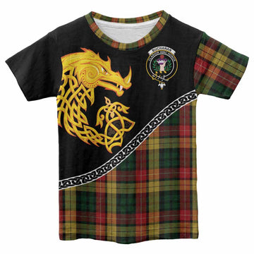 Buchanan Tartan Crest Kid T-shirt Legendary Dragon Knot Half Style