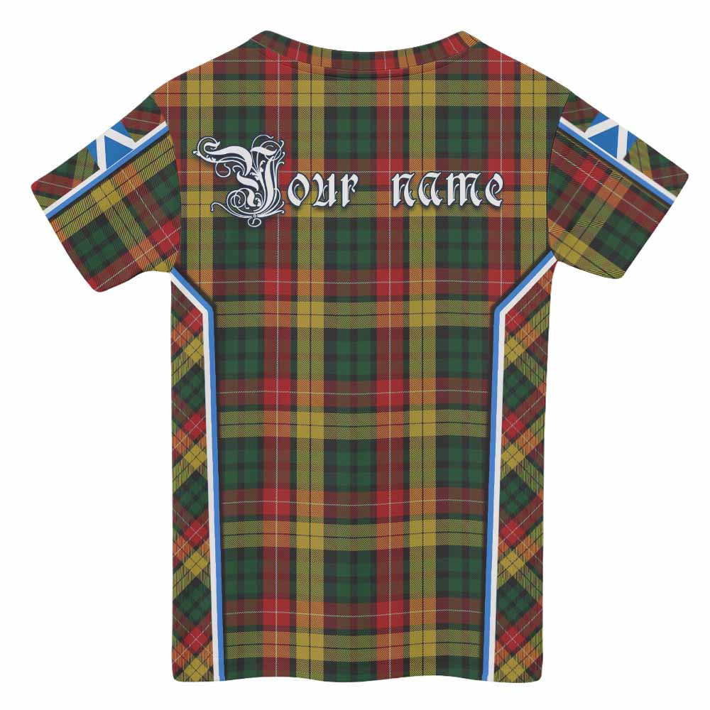Buchanan Tartan Crest Kid T-shirt Scotland Coat of Arm Flag Style - Tartan Vibes Clothing