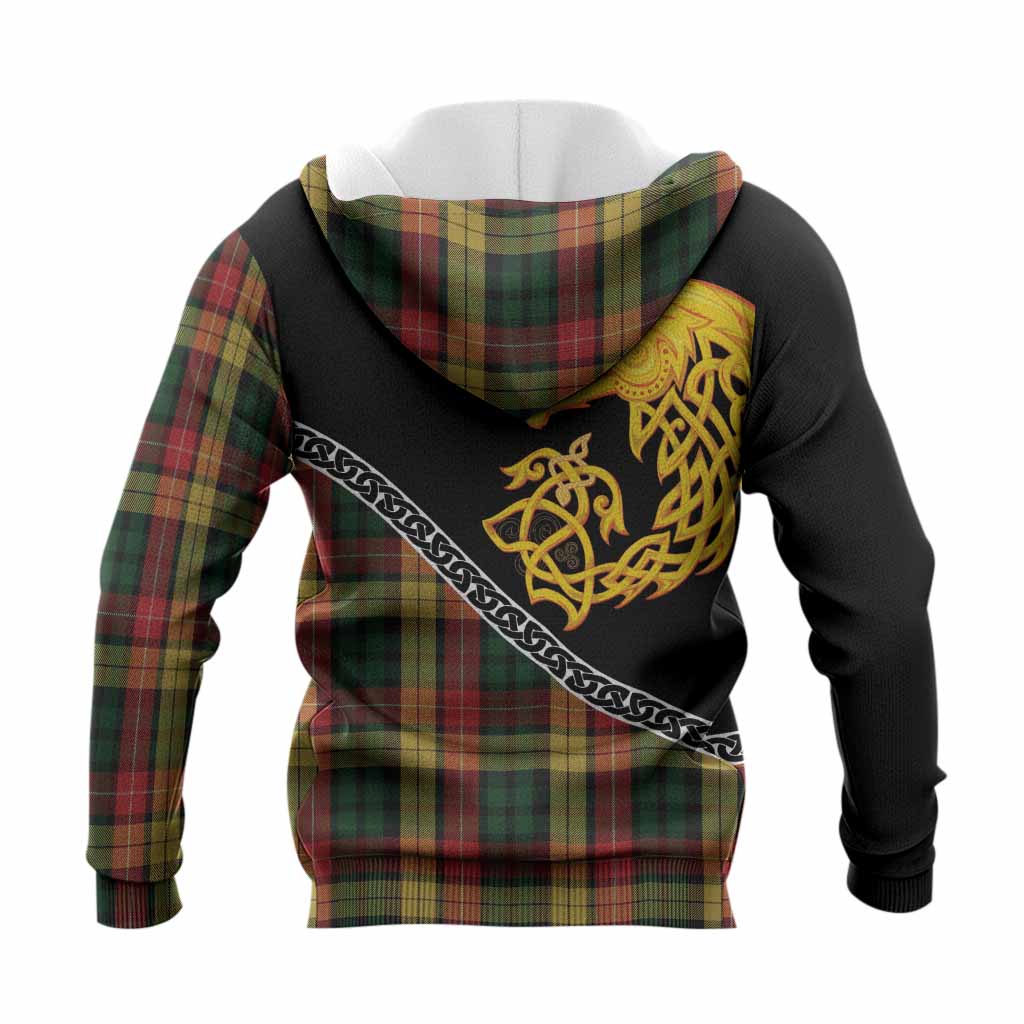 Buchanan Tartan Crest Knitted Hoodie Legendary Dragon Knot Half Style