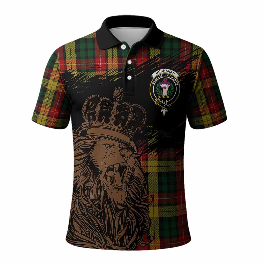 Buchanan Tartan Crest Polo Shirt Crowned Lion Heritage Style