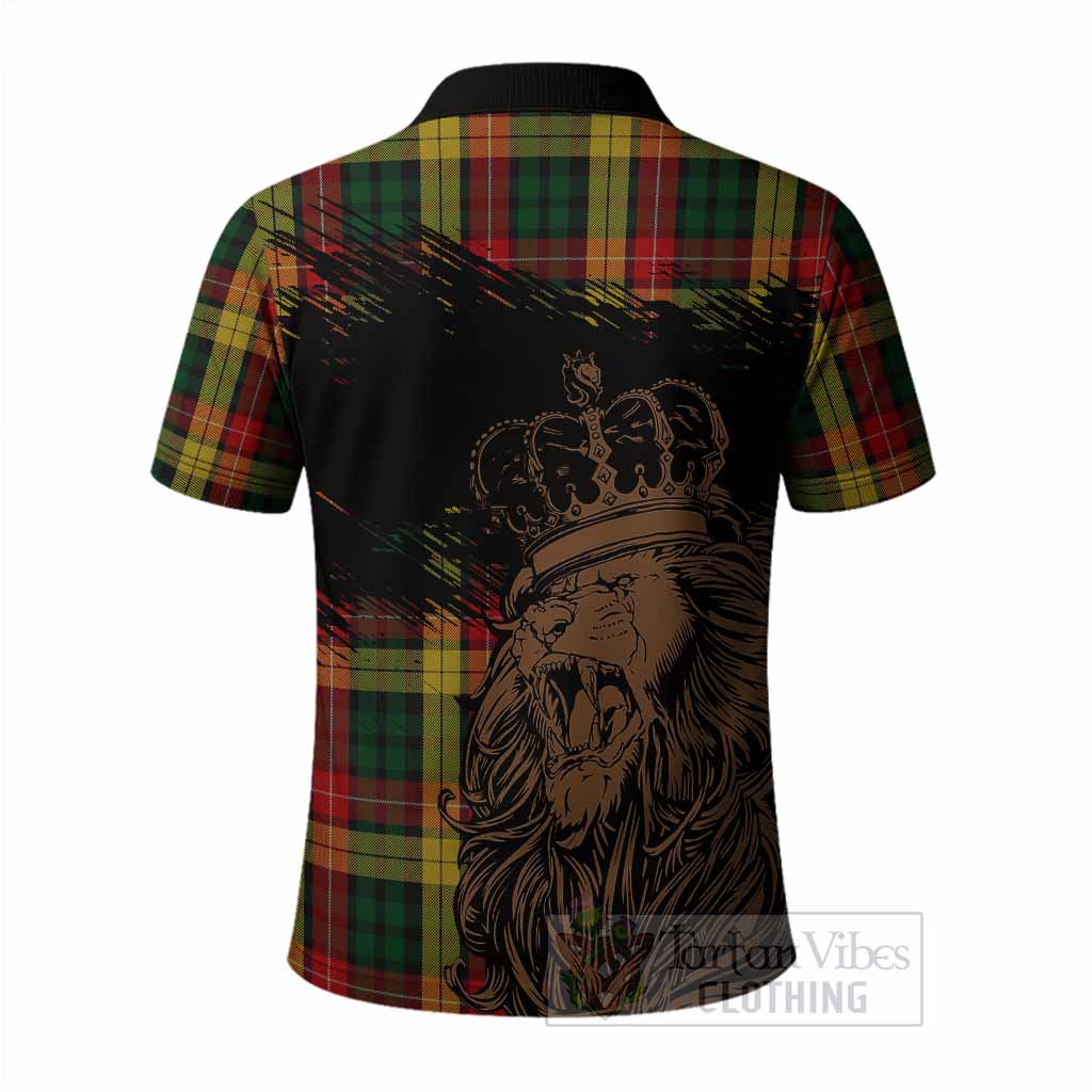 Buchanan Tartan Crest Polo Shirt Crowned Lion Heritage Style