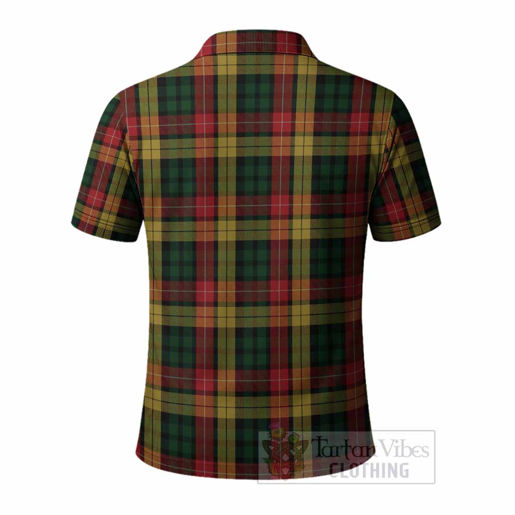 Buchanan Tartan Crest Polo Shirt Ferocious Lion Style