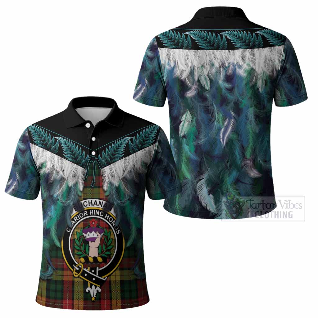 Buchanan Tartan Crest Polo Shirt New Zealand Maori Korowai Cloak