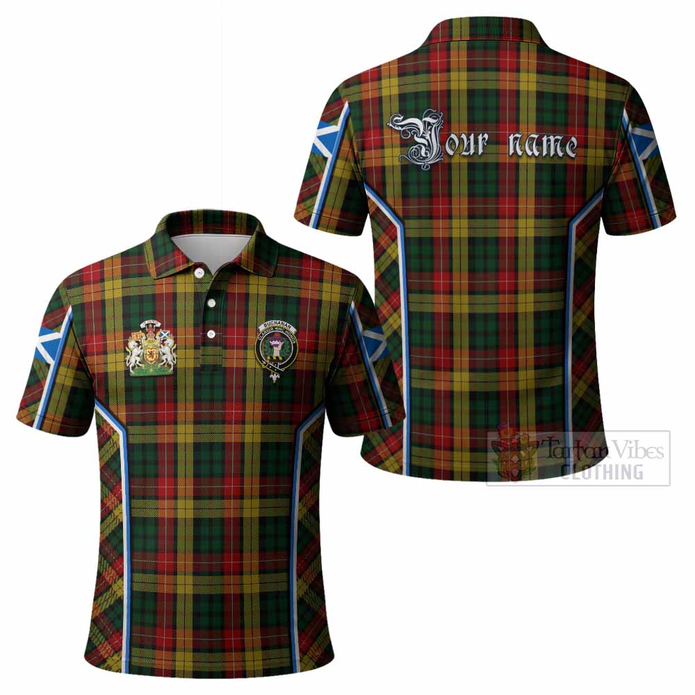 Buchanan Tartan Crest Polo Shirt Scotland Coat of Arm Flag Style - Tartan Vibes Clothing