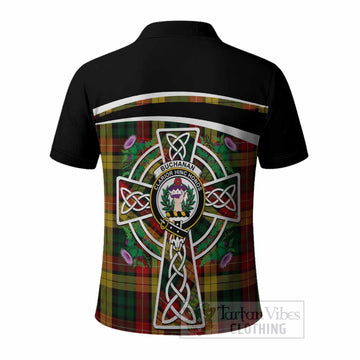 Buchanan Tartan Crest Polo Shirt Scottish Thistle Celtic Cross Alba Gu Brath