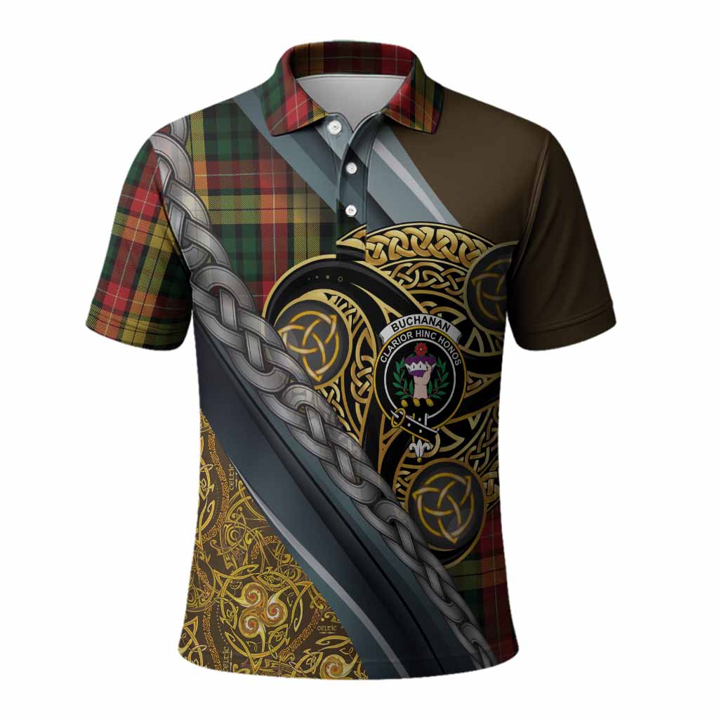 Buchanan Tartan Crest Polo Shirt Scottish Triskele Celtic
