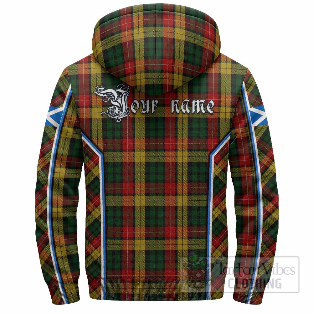 Buchanan Tartan Crest Sherpa Hoodie Scotland Coat of Arm Flag Style - Tartan Vibes Clothing