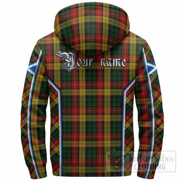 Buchanan Tartan Crest Sherpa Hoodie Scotland Coat of Arm Flag Style - Tartan Vibes Clothing