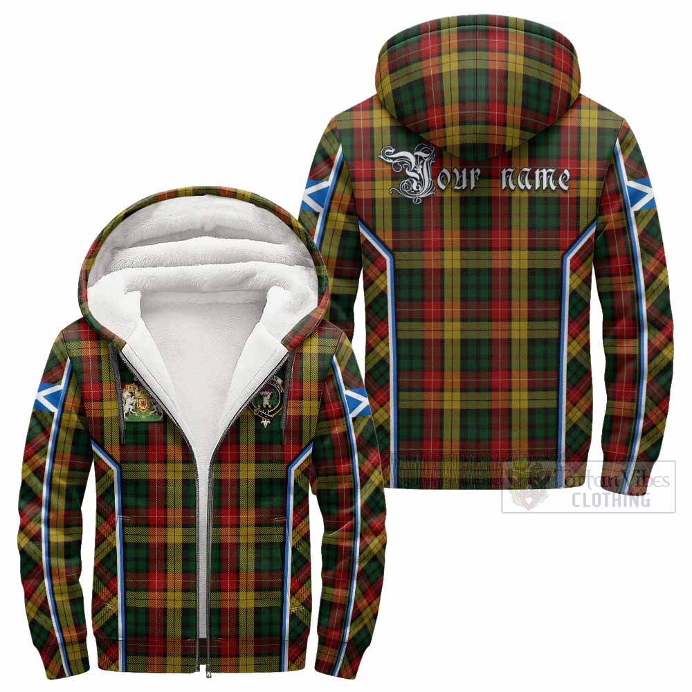 Buchanan Tartan Crest Sherpa Hoodie Scotland Coat of Arm Flag Style - Tartan Vibes Clothing