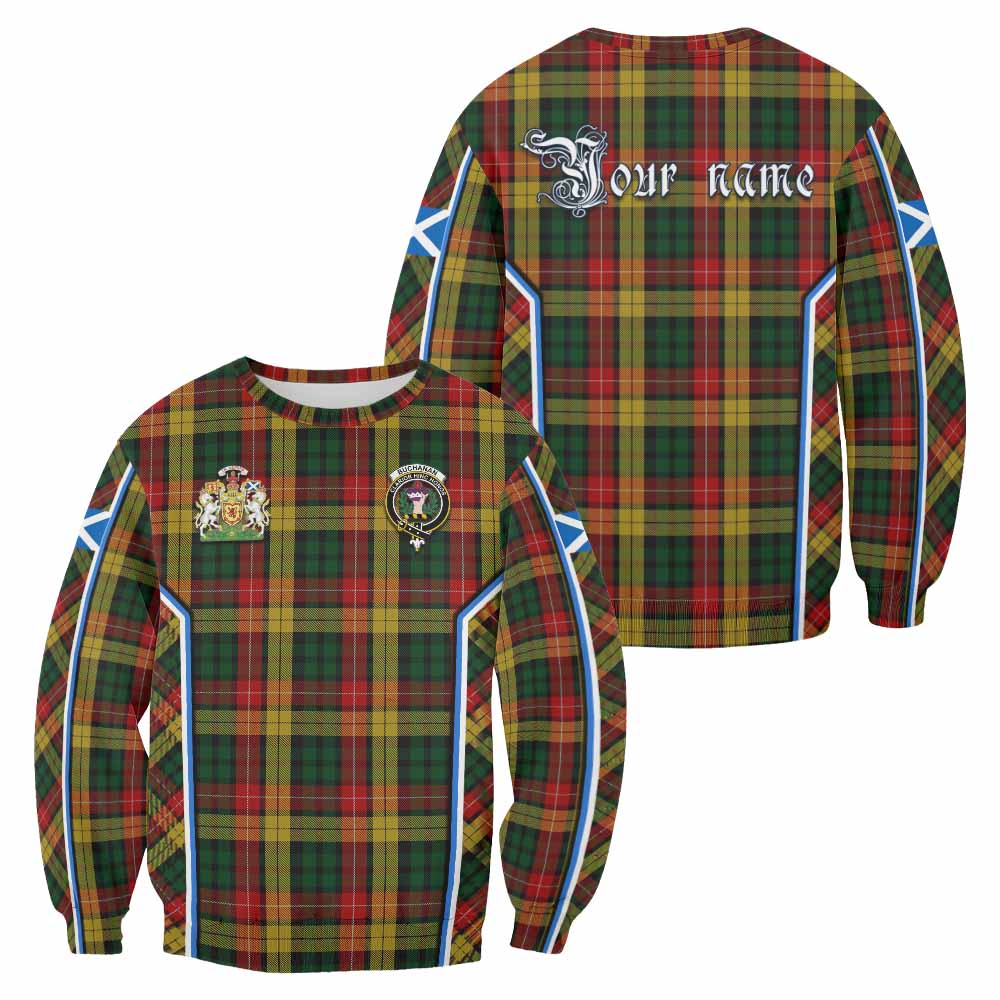 Buchanan Tartan Crest Sweatshirt Scotland Coat of Arm Flag Style - Tartan Vibes Clothing