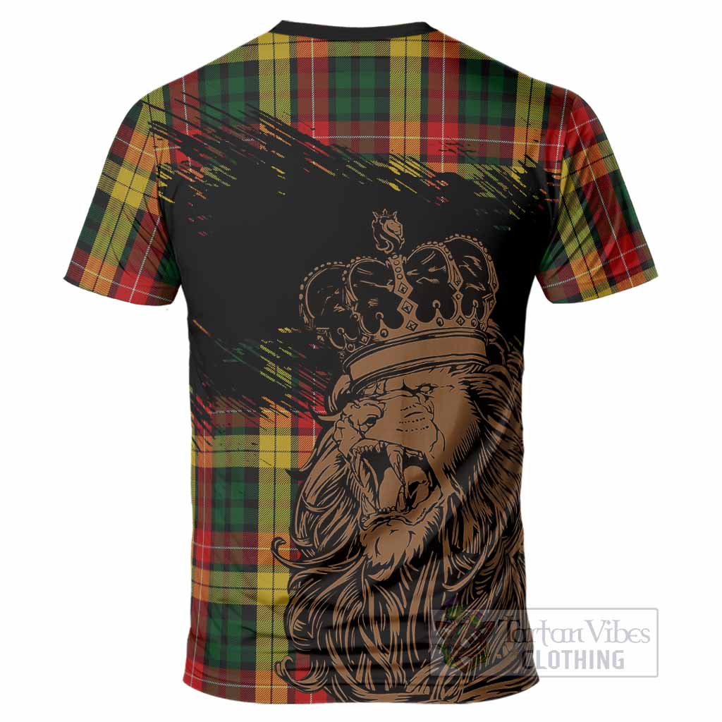 Buchanan Tartan Crest T-Shirt Crowned Lion Heritage Style