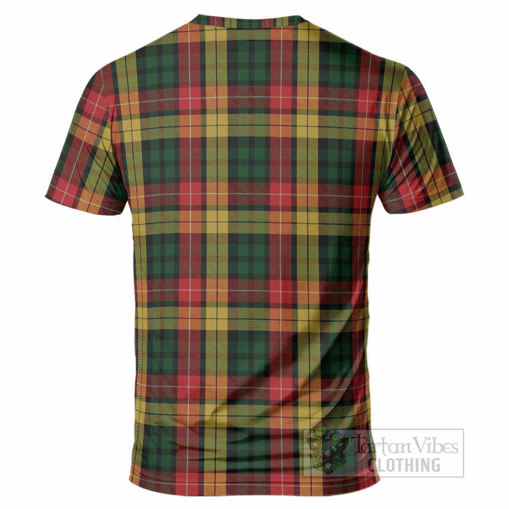 Buchanan Tartan Crest T-Shirt Ferocious Lion Style