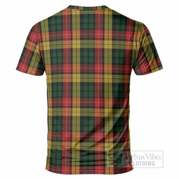 Buchanan Tartan Crest T-Shirt Ferocious Lion Style