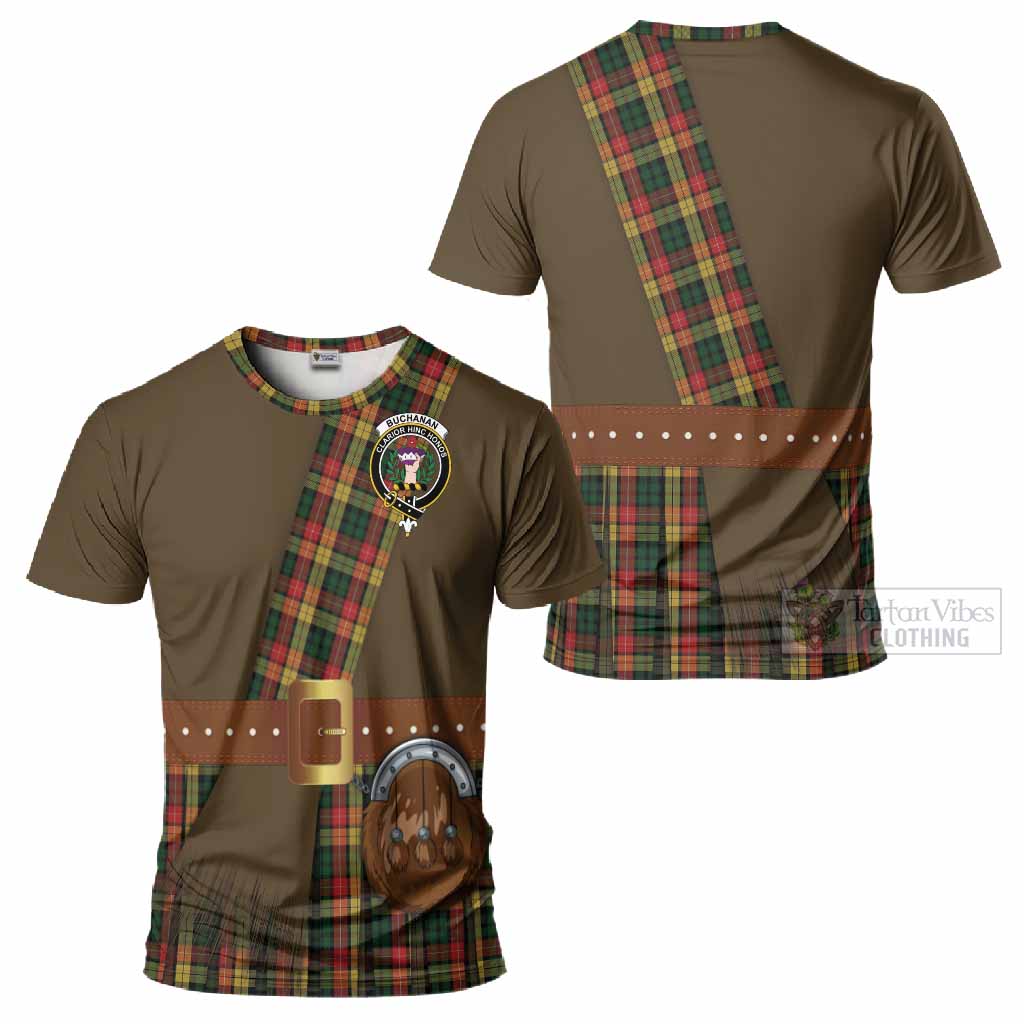 Buchanan Tartan Crest T-Shirt Kilt Costume Style
