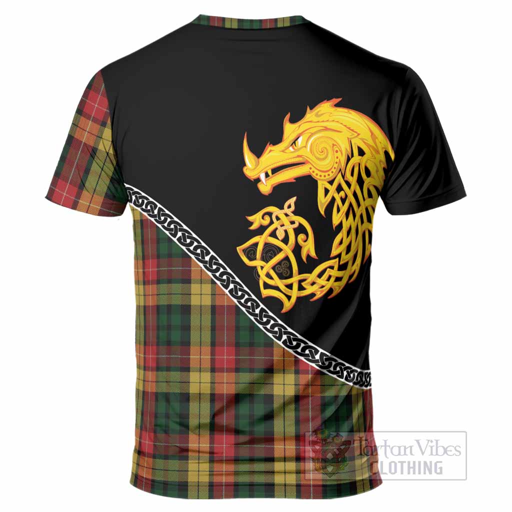 Buchanan Tartan Crest T-Shirt Legendary Dragon Knot Half Style