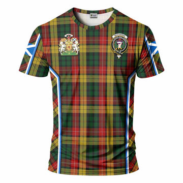 Buchanan Tartan Crest T-shirt Scotland Coat of Arm Flag Style - Tartan Vibes Clothing