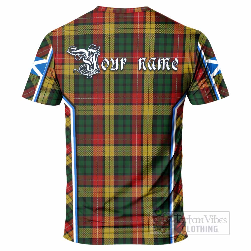 Buchanan Tartan Crest T-shirt Scotland Coat of Arm Flag Style - Tartan Vibes Clothing