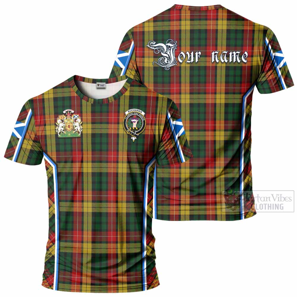 Buchanan Tartan Crest T-shirt Scotland Coat of Arm Flag Style - Tartan Vibes Clothing