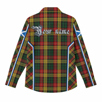 Buchanan Tartan Crest Women Casual Shirt Scotland Coat of Arm Flag Style - Tartan Vibes Clothing