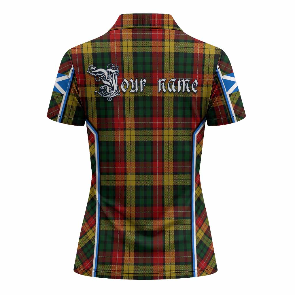 Buchanan Tartan Crest Women's Polo Shirt Scotland Coat of Arm Flag Style - Tartan Vibes Clothing