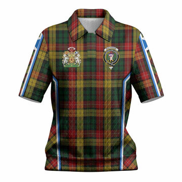 Buchanan Tartan Crest Women’s Polo Sweater Top Scotland Coat of Arm Flag Style