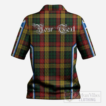 Buchanan Tartan Crest Women’s Polo Sweater Top Scotland Coat of Arm Flag Style