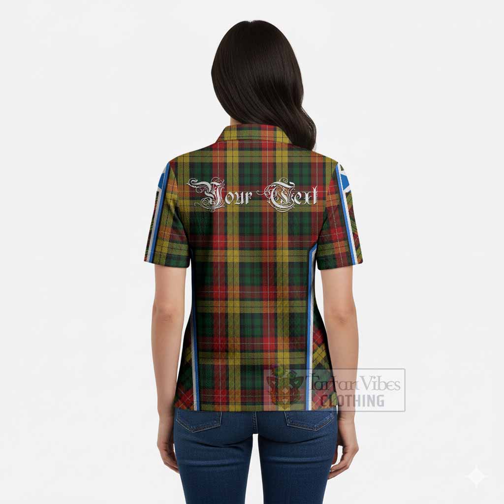 Buchanan Tartan Crest Women’s Polo Sweater Top Scotland Coat of Arm Flag Style