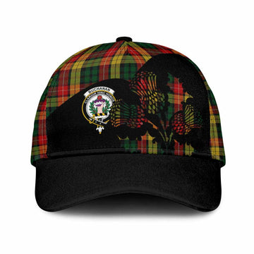 Buchanan Tartan Family Crest Classic Cap Scotland Thistle Floral Flag Style