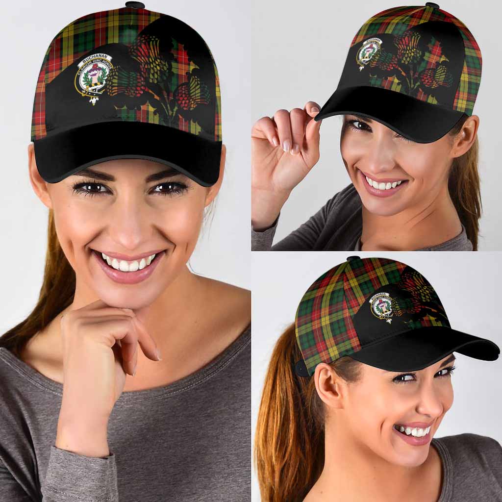 Buchanan Tartan Family Crest Classic Cap Scotland Thistle Floral Flag Style