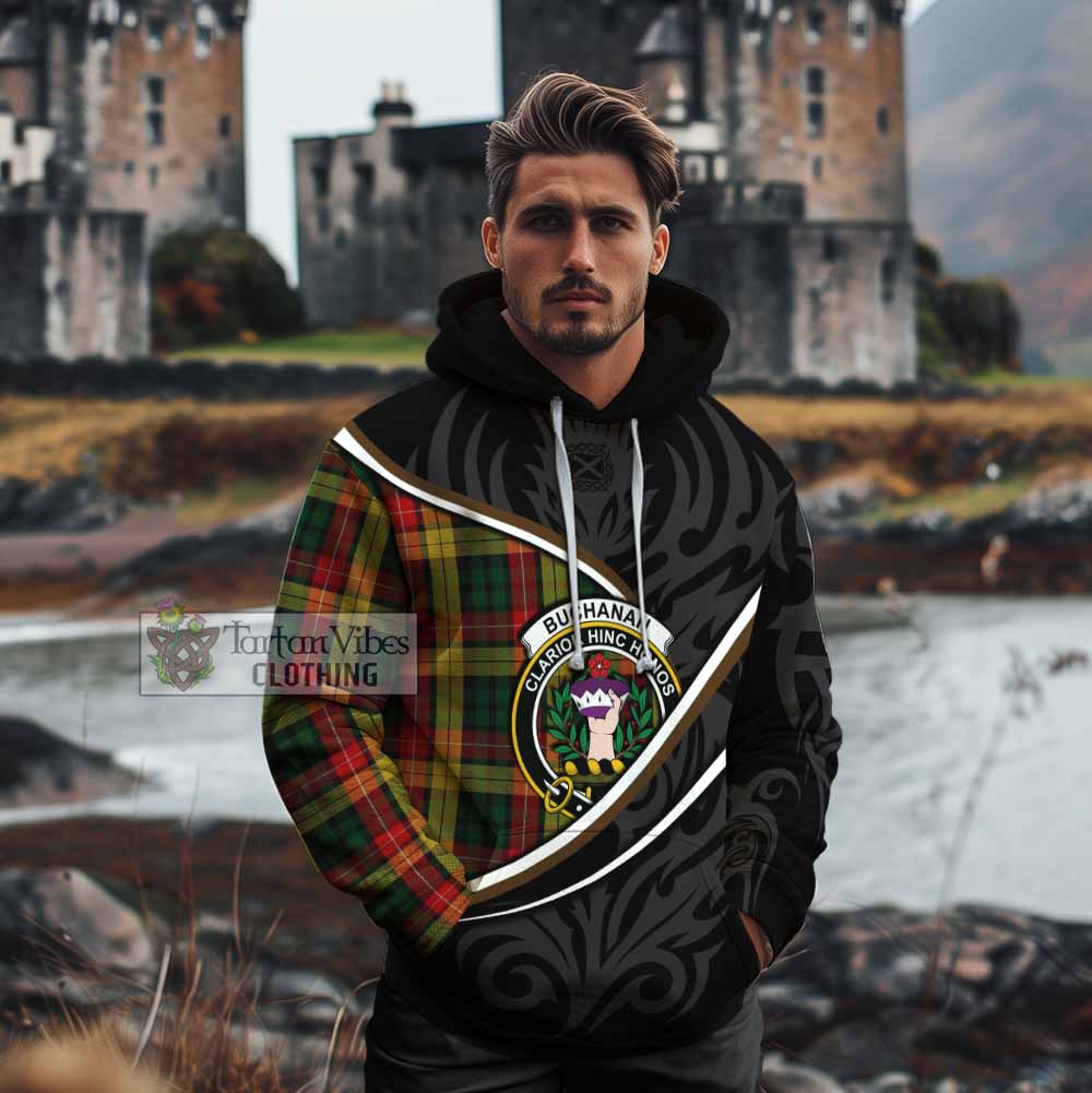 Buchanan Tartan Family Crest Cotton Hoodie Celtic Scottish Thistle Floral - Tartan Vibes Clothing
