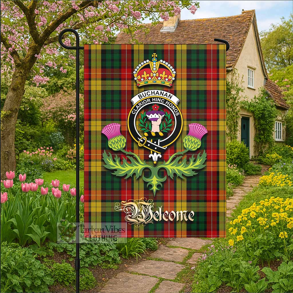 Buchanan Tartan Family Crest Garden Flag Royal Thistle Welcome Style - Tartan Vibes Clothing