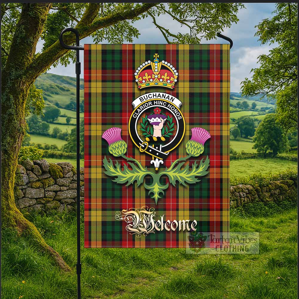 Buchanan Tartan Family Crest Garden Flag Royal Thistle Welcome Style - Tartan Vibes Clothing