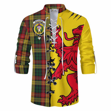 Buchanan Tartan Family Crest Ghillie Kilt Shirt Lion Rampant Honor