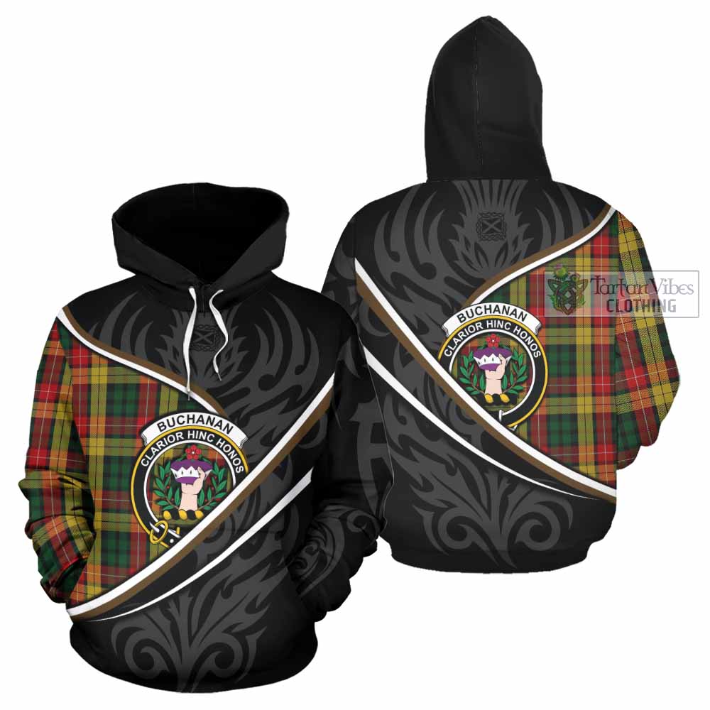 Buchanan Tartan Family Crest Hoodie Celtic Scottish Thistle Floral - Tartan Vibes Clothing