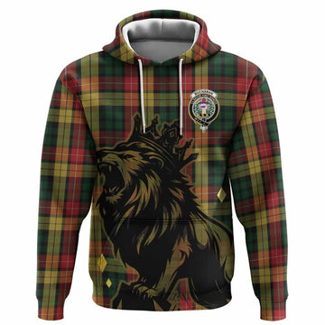 Buchanan Tartan Family Crest Hoodie Crowned Lion Roaring