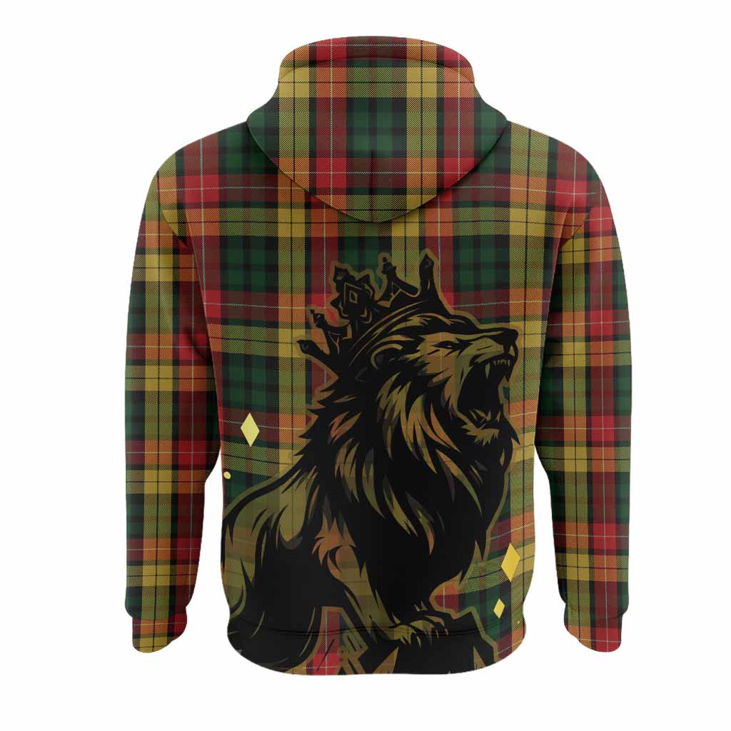 Buchanan Tartan Family Crest Hoodie Crowned Lion Roaring